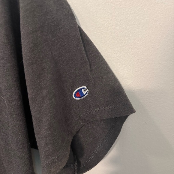 Champion Size L Dark Gray Logo Tee - Picture 2 of 6